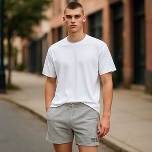 Eubi Gray Athletic Shorts with Elastic Waistband and Relaxed Fit